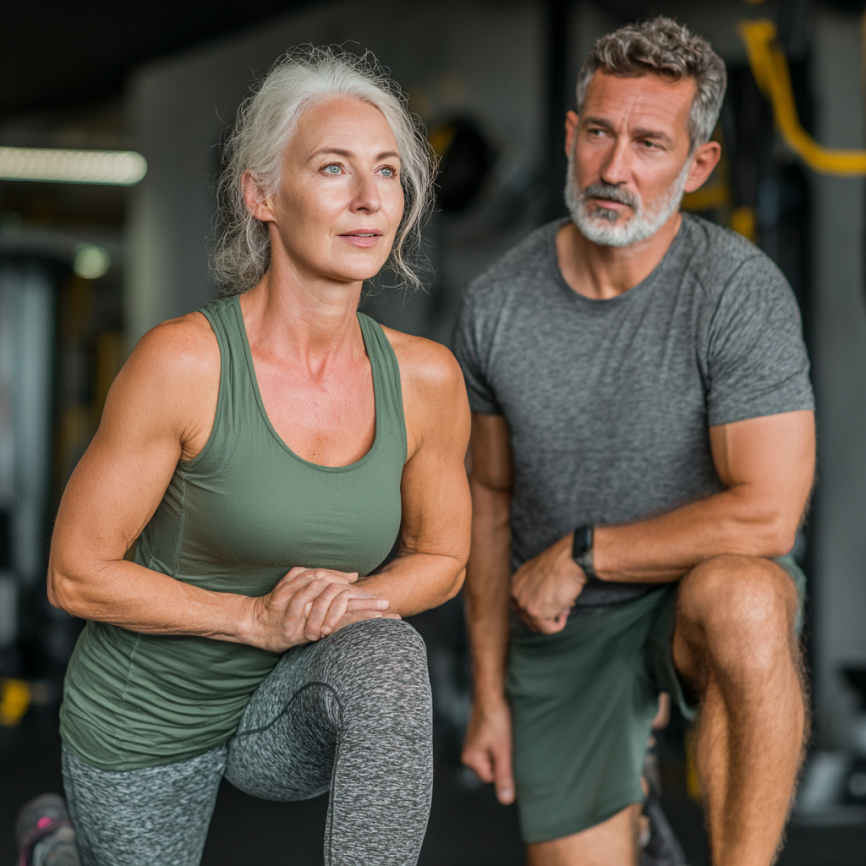 Літні люди займаються фітнесом